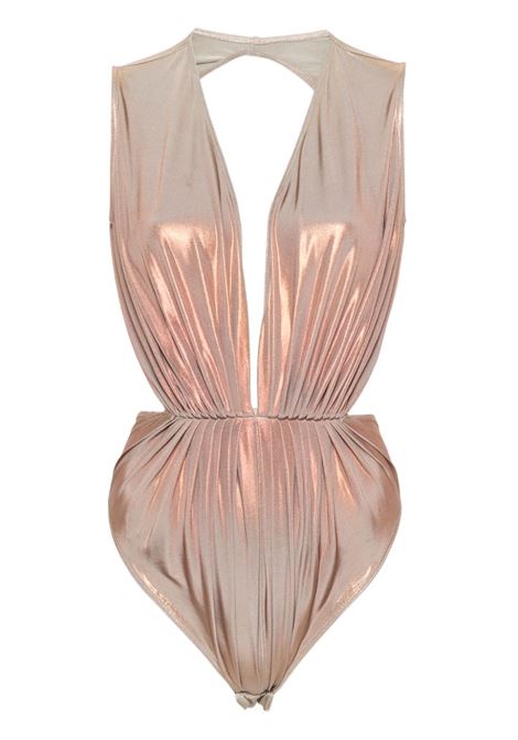 Pink Gia laminated-finish bodysuit Rick owens lilies - women